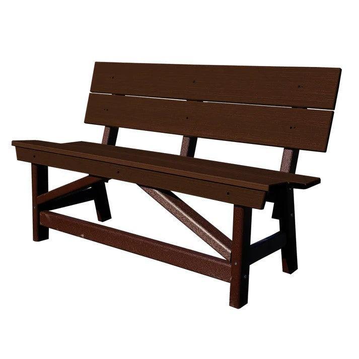 Perfect Choice Furniture Recycled Plastic Stanton Standard Dining Height Bench With Back - LEAD TIME TO SHIP 4 WEEKS OR LESS