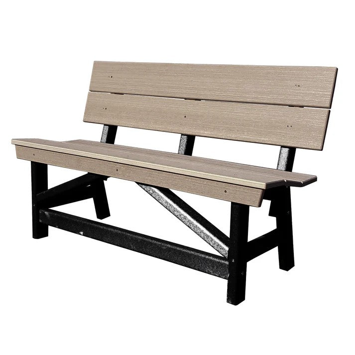 Perfect Choice Furniture Recycled Plastic Stanton Standard Dining Height Bench With Back - LEAD TIME TO SHIP 4 WEEKS OR LESS