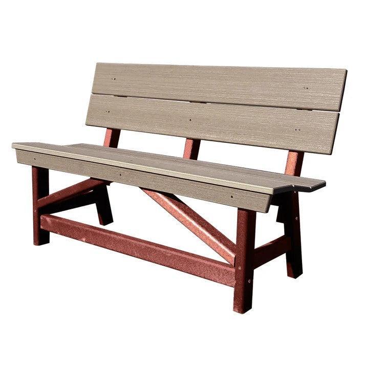 Perfect Choice Furniture Recycled Plastic Stanton Standard Dining Height Bench With Back - LEAD TIME TO SHIP 4 WEEKS OR LESS