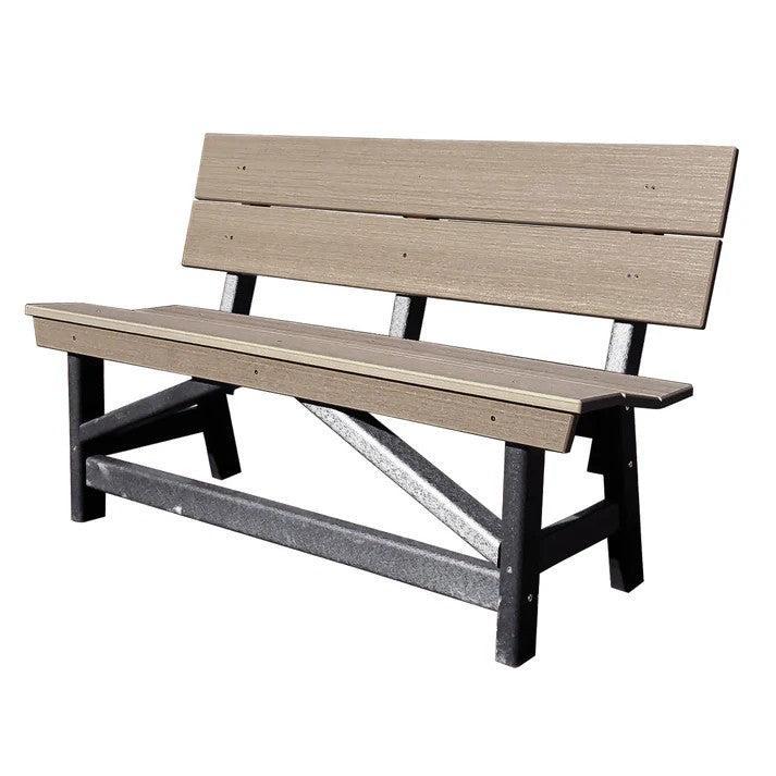 Perfect Choice Furniture Recycled Plastic Stanton Standard Dining Height Bench With Back - LEAD TIME TO SHIP 4 WEEKS OR LESS