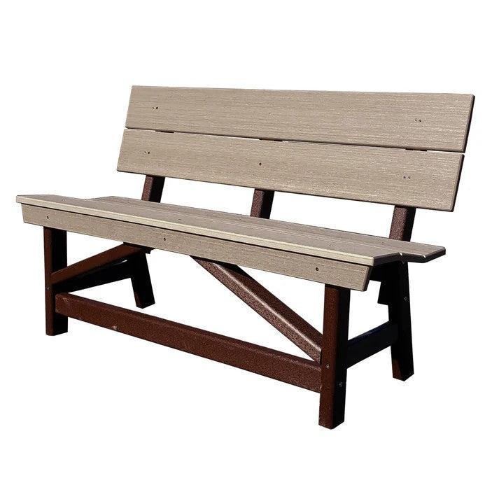 Perfect Choice Furniture Recycled Plastic Stanton Standard Dining Height Bench With Back - LEAD TIME TO SHIP 4 WEEKS OR LESS
