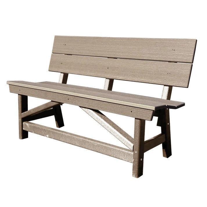 Perfect Choice Furniture Recycled Plastic Stanton Standard Dining Height Bench With Back - LEAD TIME TO SHIP 4 WEEKS OR LESS