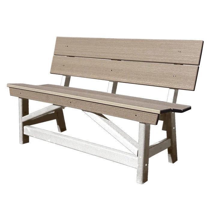 Perfect Choice Furniture Recycled Plastic Stanton Standard Dining Height Bench With Back - LEAD TIME TO SHIP 4 WEEKS OR LESS