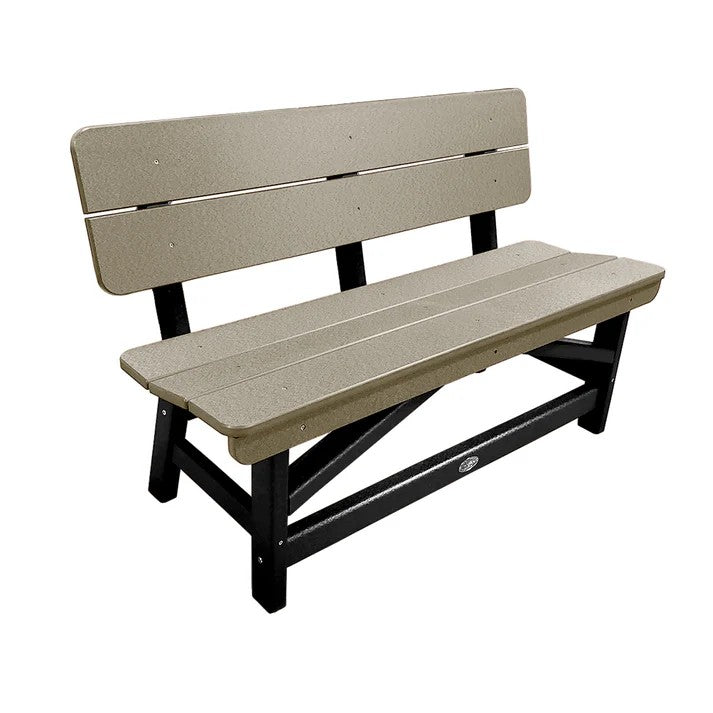 Perfect Choice Recycled Plastic Classic Standard Dining Bench With Back - LEAD TIME TO SHIP 6 TO 7 WEEKS