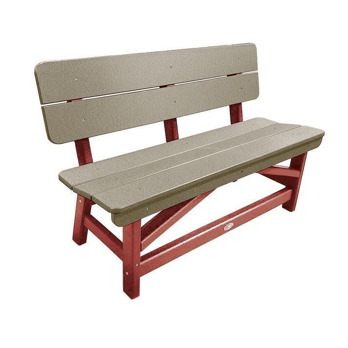 Perfect Choice Recycled Plastic Classic Standard Dining Bench With Back - LEAD TIME TO SHIP 6 TO 7 WEEKS