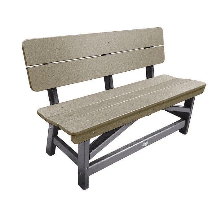 Perfect Choice Recycled Plastic Classic Standard Dining Bench With Back - LEAD TIME TO SHIP 6 TO 7 WEEKS