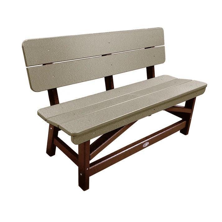 Perfect Choice Recycled Plastic Classic Standard Dining Bench With Back - LEAD TIME TO SHIP 6 TO 7 WEEKS