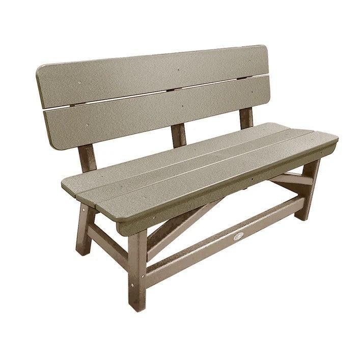 Perfect Choice Recycled Plastic Classic Standard Dining Bench With Back - LEAD TIME TO SHIP 6 TO 7 WEEKS