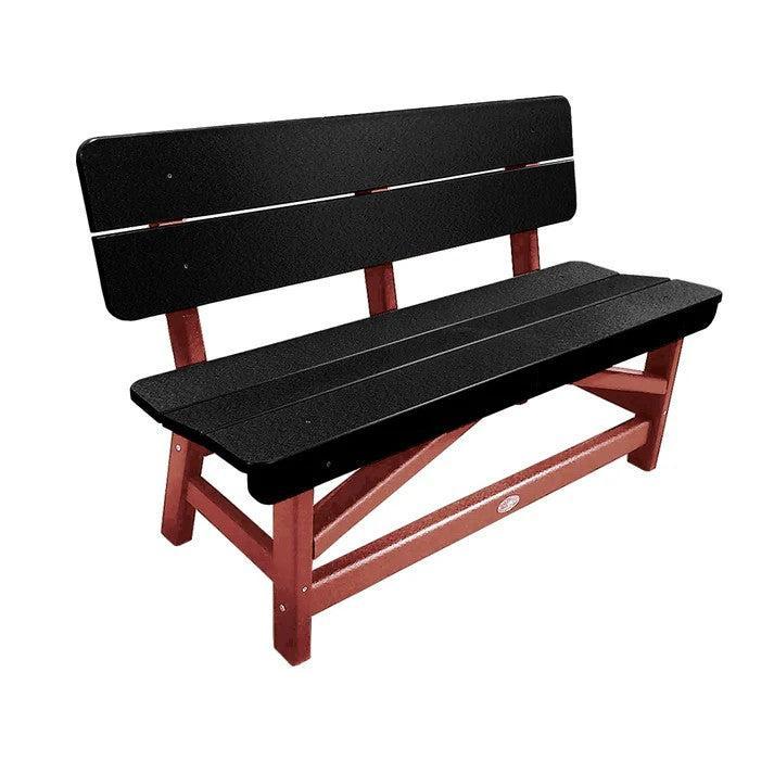 Perfect Choice Recycled Plastic Classic Standard Dining Bench With Back - LEAD TIME TO SHIP 6 TO 7 WEEKS