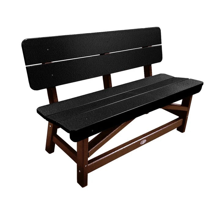 Perfect Choice Recycled Plastic Classic Standard Dining Bench With Back - LEAD TIME TO SHIP 6 TO 7 WEEKS
