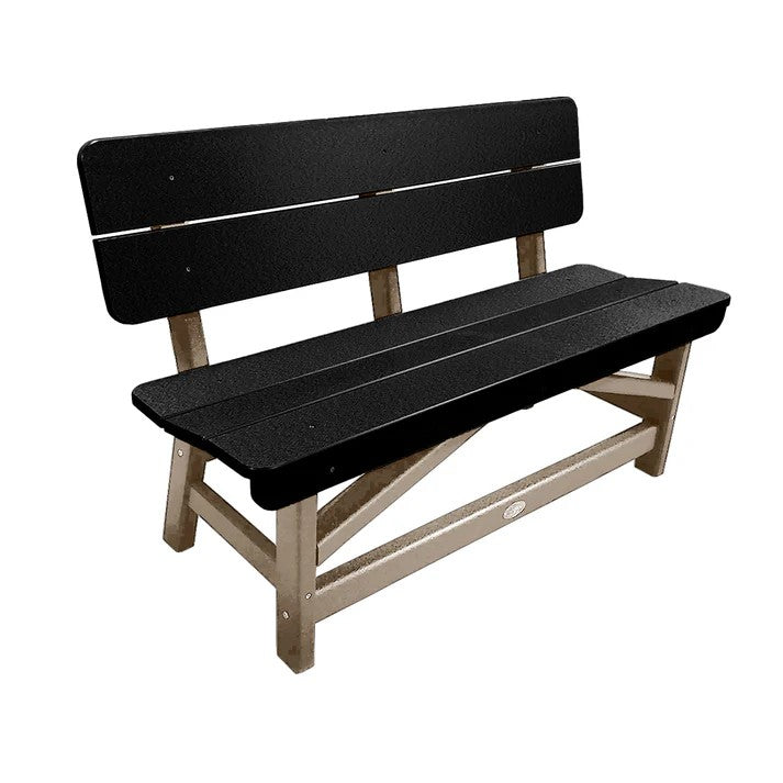 Perfect Choice Recycled Plastic Classic Standard Dining Bench With Back - LEAD TIME TO SHIP 6 TO 7 WEEKS