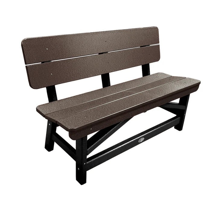 Perfect Choice Recycled Plastic Classic Standard Dining Bench With Back - LEAD TIME TO SHIP 6 TO 7 WEEKS