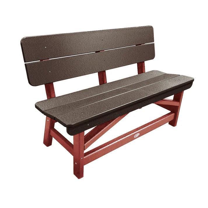 Perfect Choice Recycled Plastic Classic Standard Dining Bench With Back - LEAD TIME TO SHIP 6 TO 7 WEEKS