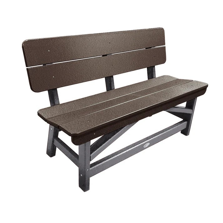 Perfect Choice Recycled Plastic Classic Standard Dining Bench With Back - LEAD TIME TO SHIP 6 TO 7 WEEKS
