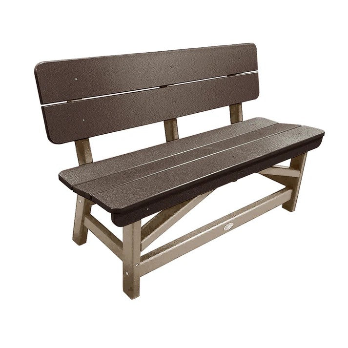 Perfect Choice Recycled Plastic Classic Standard Dining Bench With Back - LEAD TIME TO SHIP 6 TO 7 WEEKS