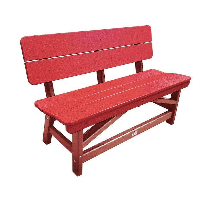 Perfect Choice Recycled Plastic Classic Standard Dining Bench With Back - LEAD TIME TO SHIP 6 TO 7 WEEKS