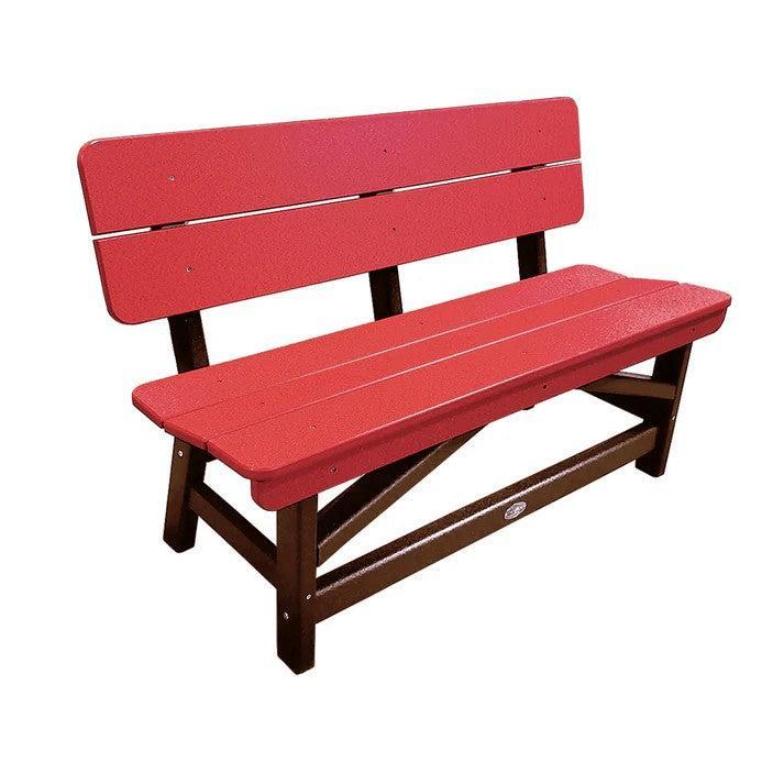 Perfect Choice Recycled Plastic Classic Standard Dining Bench With Back - LEAD TIME TO SHIP 6 TO 7 WEEKS