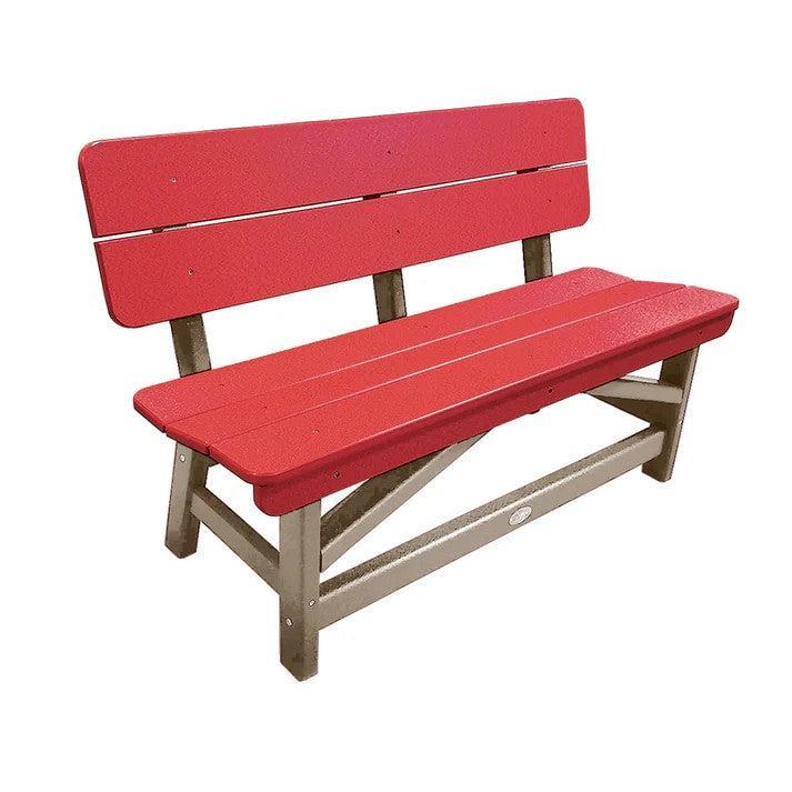 Perfect Choice Recycled Plastic Classic Standard Dining Bench With Back - LEAD TIME TO SHIP 6 TO 7 WEEKS
