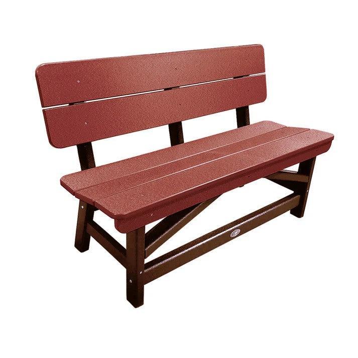 Perfect Choice Recycled Plastic Classic Standard Dining Bench With Back - LEAD TIME TO SHIP 6 TO 7 WEEKS