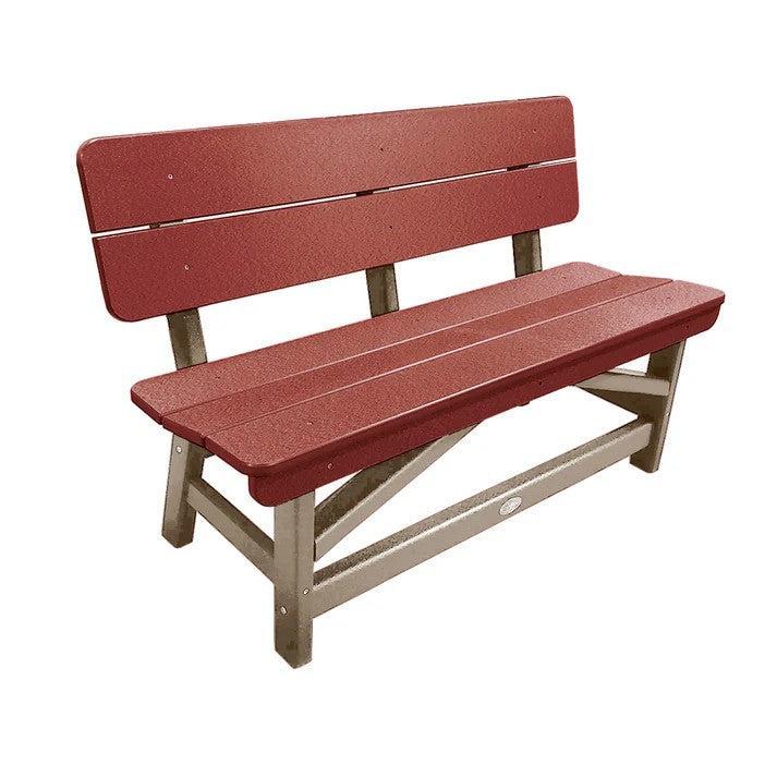 Perfect Choice Recycled Plastic Classic Standard Dining Bench With Back - LEAD TIME TO SHIP 6 TO 7 WEEKS