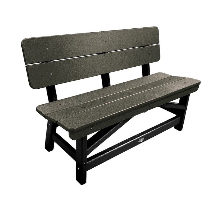 Perfect Choice Recycled Plastic Classic Standard Dining Bench With Back - LEAD TIME TO SHIP 6 TO 7 WEEKS