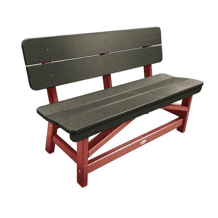 Perfect Choice Recycled Plastic Classic Standard Dining Bench With Back - LEAD TIME TO SHIP 6 TO 7 WEEKS