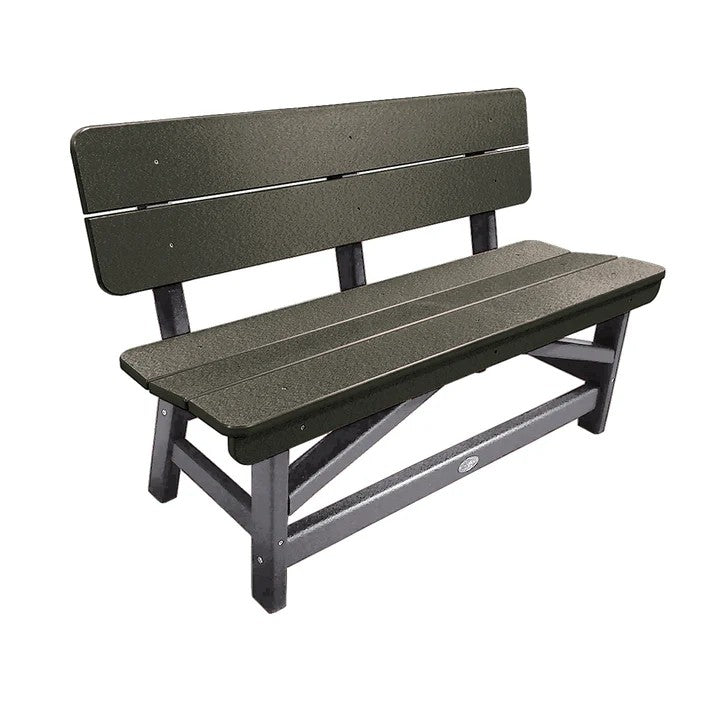 Perfect Choice Recycled Plastic Classic Standard Dining Bench With Back - LEAD TIME TO SHIP 6 TO 7 WEEKS