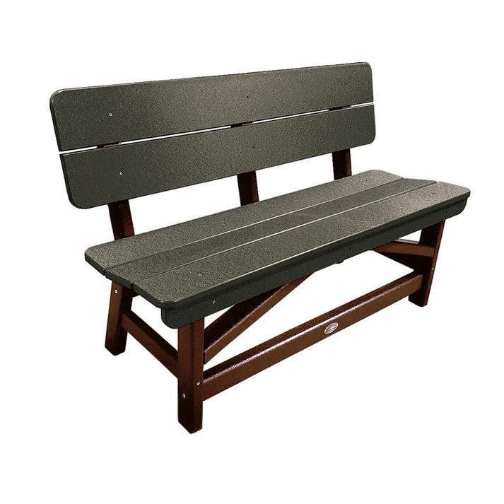 Perfect Choice Recycled Plastic Classic Standard Dining Bench With Back - LEAD TIME TO SHIP 6 TO 7 WEEKS