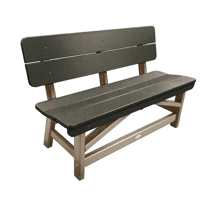 Perfect Choice Recycled Plastic Classic Standard Dining Bench With Back - LEAD TIME TO SHIP 6 TO 7 WEEKS