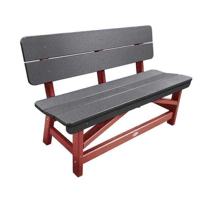 Perfect Choice Recycled Plastic Classic Standard Dining Bench With Back - LEAD TIME TO SHIP 6 TO 7 WEEKS