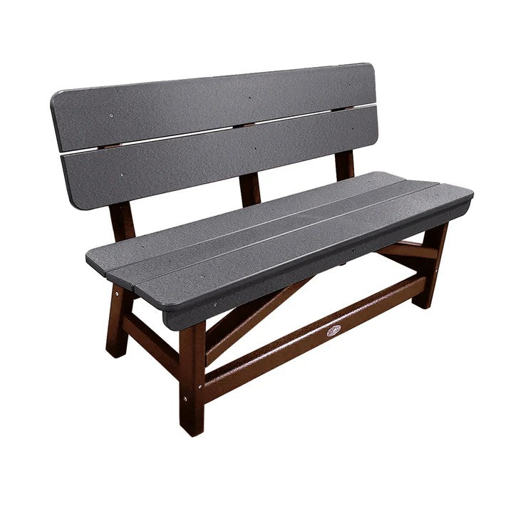 Perfect Choice Recycled Plastic Classic Standard Dining Bench With Back - LEAD TIME TO SHIP 6 TO 7 WEEKS