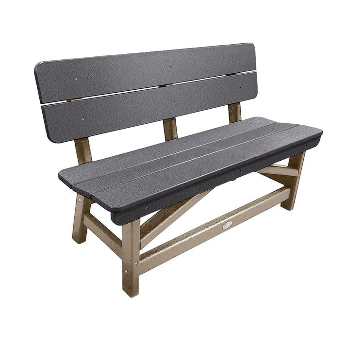 Perfect Choice Recycled Plastic Classic Standard Dining Bench With Back - LEAD TIME TO SHIP 6 TO 7 WEEKS