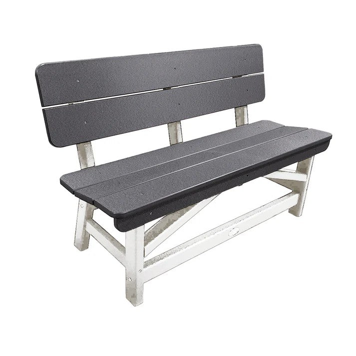 Perfect Choice Recycled Plastic Classic Standard Dining Bench With Back - LEAD TIME TO SHIP 6 TO 7 WEEKS