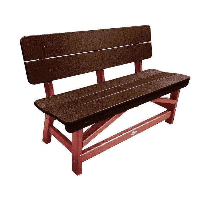 Perfect Choice Recycled Plastic Classic Standard Dining Bench With Back - LEAD TIME TO SHIP 6 TO 7 WEEKS