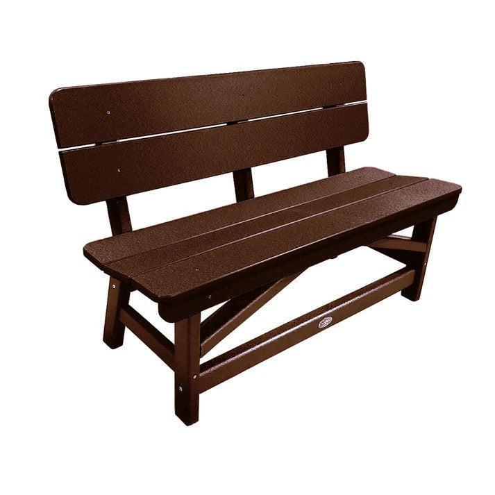 Perfect Choice Recycled Plastic Classic Standard Dining Bench With Back - LEAD TIME TO SHIP 6 TO 7 WEEKS
