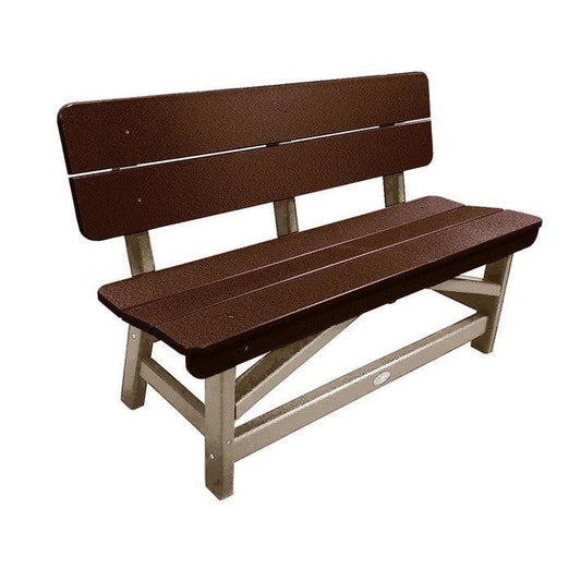 Perfect Choice Recycled Plastic Classic Standard Dining Bench With Back - LEAD TIME TO SHIP 4 WEEKS OR LESS