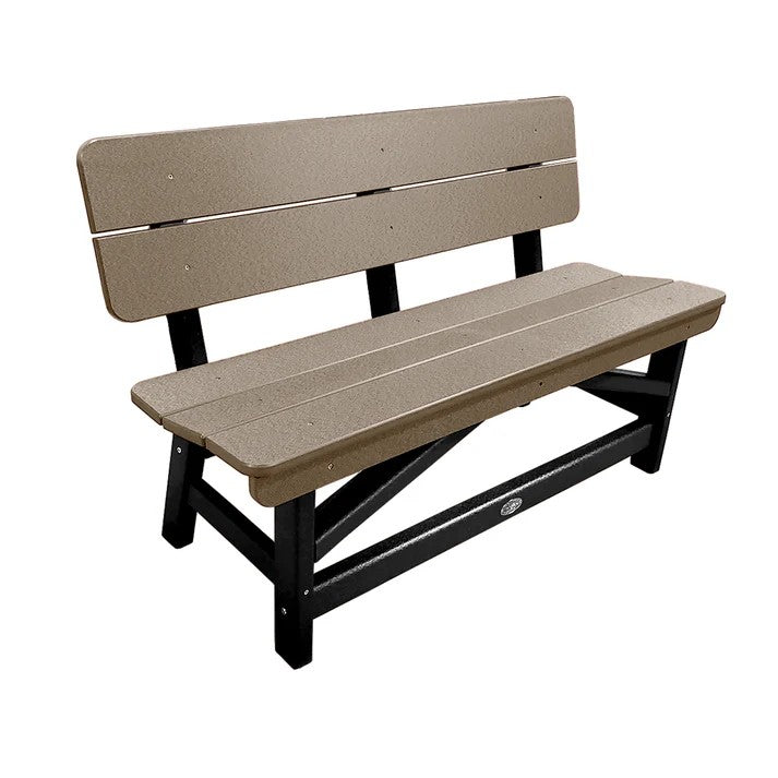 Perfect Choice Recycled Plastic Classic Standard Dining Bench With Back - LEAD TIME TO SHIP 6 TO 7 WEEKS