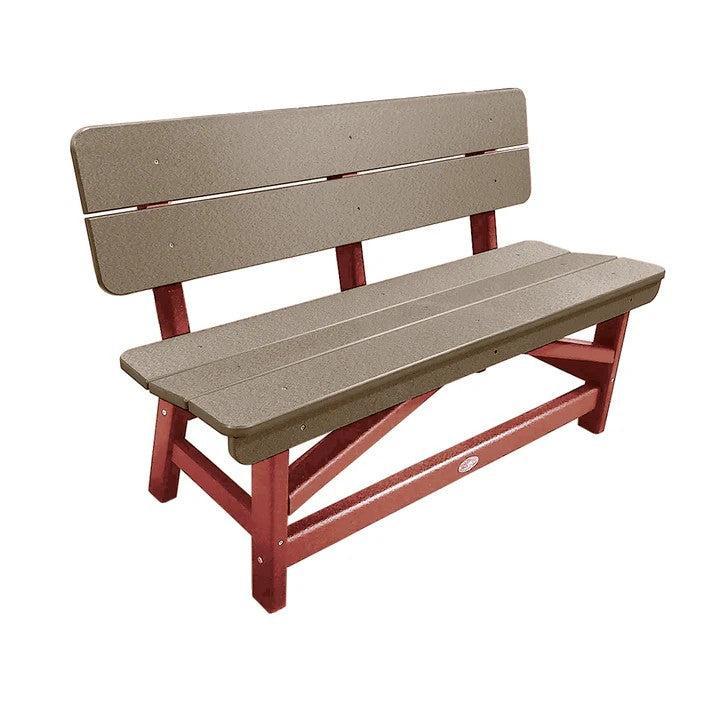 Perfect Choice Recycled Plastic Classic Standard Dining Bench With Back - LEAD TIME TO SHIP 6 TO 7 WEEKS