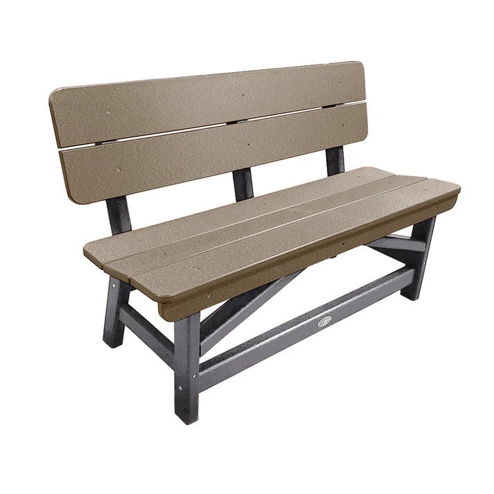 Perfect Choice Recycled Plastic Classic Standard Dining Bench With Back - LEAD TIME TO SHIP 6 TO 7 WEEKS