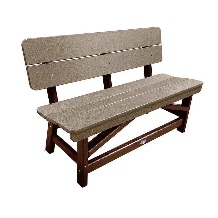 Perfect Choice Recycled Plastic Classic Standard Dining Bench With Back - LEAD TIME TO SHIP 6 TO 7 WEEKS