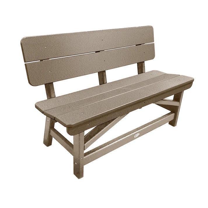 Perfect Choice Recycled Plastic Classic Standard Dining Bench With Back - LEAD TIME TO SHIP 6 TO 7 WEEKS