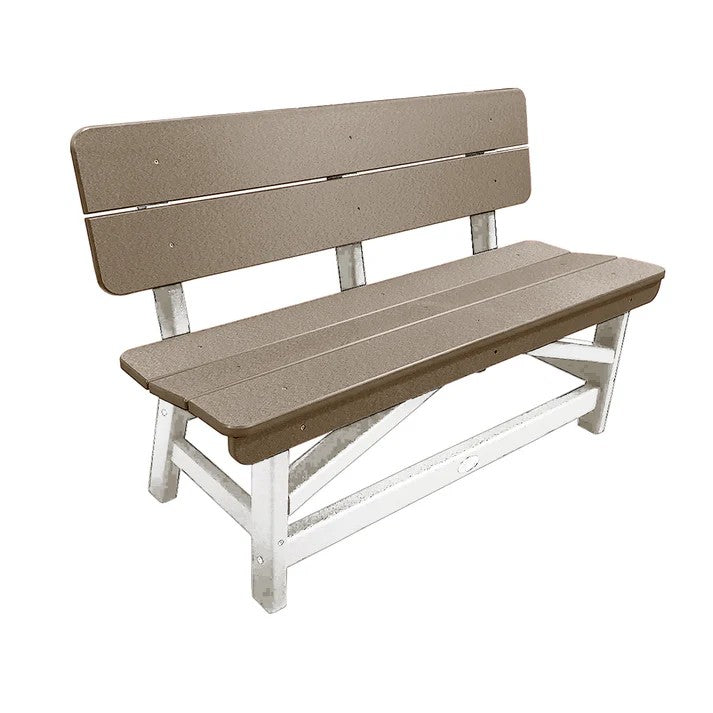 Perfect Choice Recycled Plastic Classic Standard Dining Bench With Back - LEAD TIME TO SHIP 6 TO 7 WEEKS