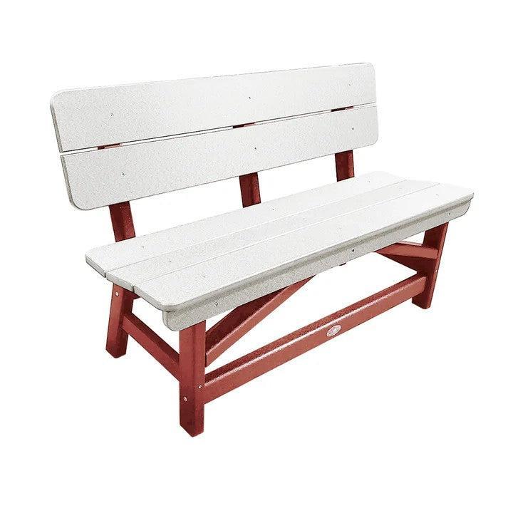 Perfect Choice Recycled Plastic Classic Standard Dining Bench With Back - LEAD TIME TO SHIP 6 TO 7 WEEKS
