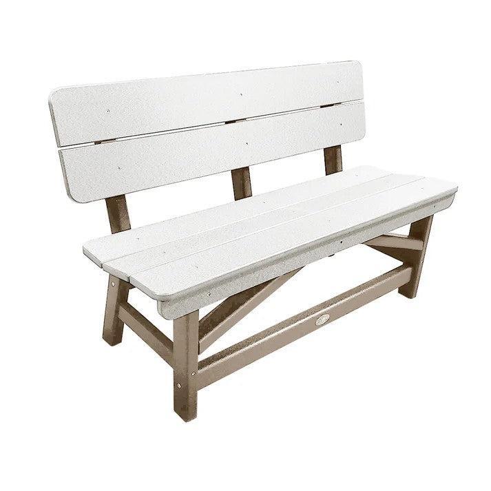 Perfect Choice Recycled Plastic Classic Standard Dining Bench With Back - LEAD TIME TO SHIP 6 TO 7 WEEKS