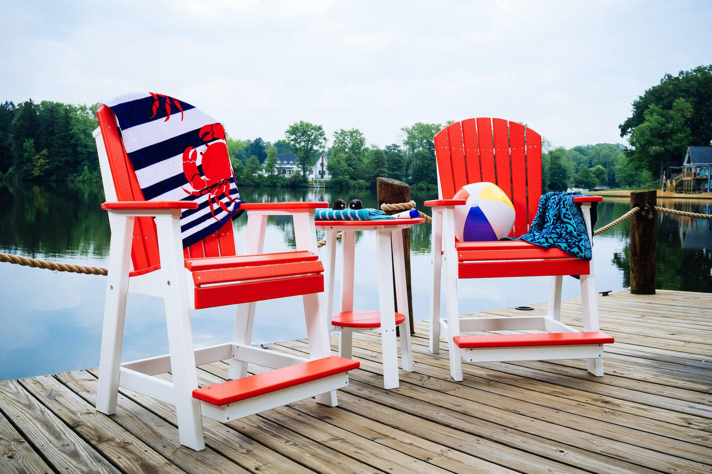 LuxCraft Recycled Plastic Adirondack Balcony Chair Set with 28"H Side Table (Counter Height ) - LEAD TIME TO SHIP 7 BUSINESS DAYS OR LESS