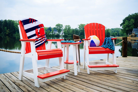 LuxCraft Recycled Plastic Adirondack Balcony Chair Set with 28"H Side Table (Counter Height ) - LEAD TIME TO SHIP 7 BUSINESS DAYS OR LESS