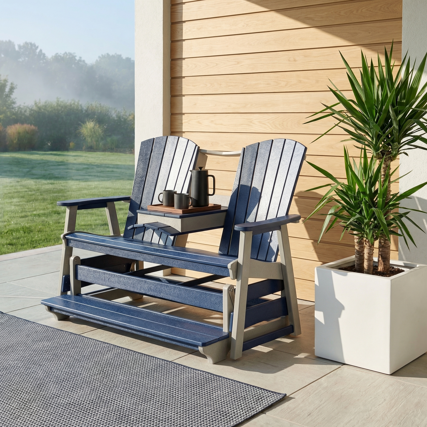 Beaver Dam Outdoor Serenity Triple Counter Glider With flip Down Center Console (COUNTER HEIGHT) - LEAD TIME TO SHIP 8 WEEKS OR LESS