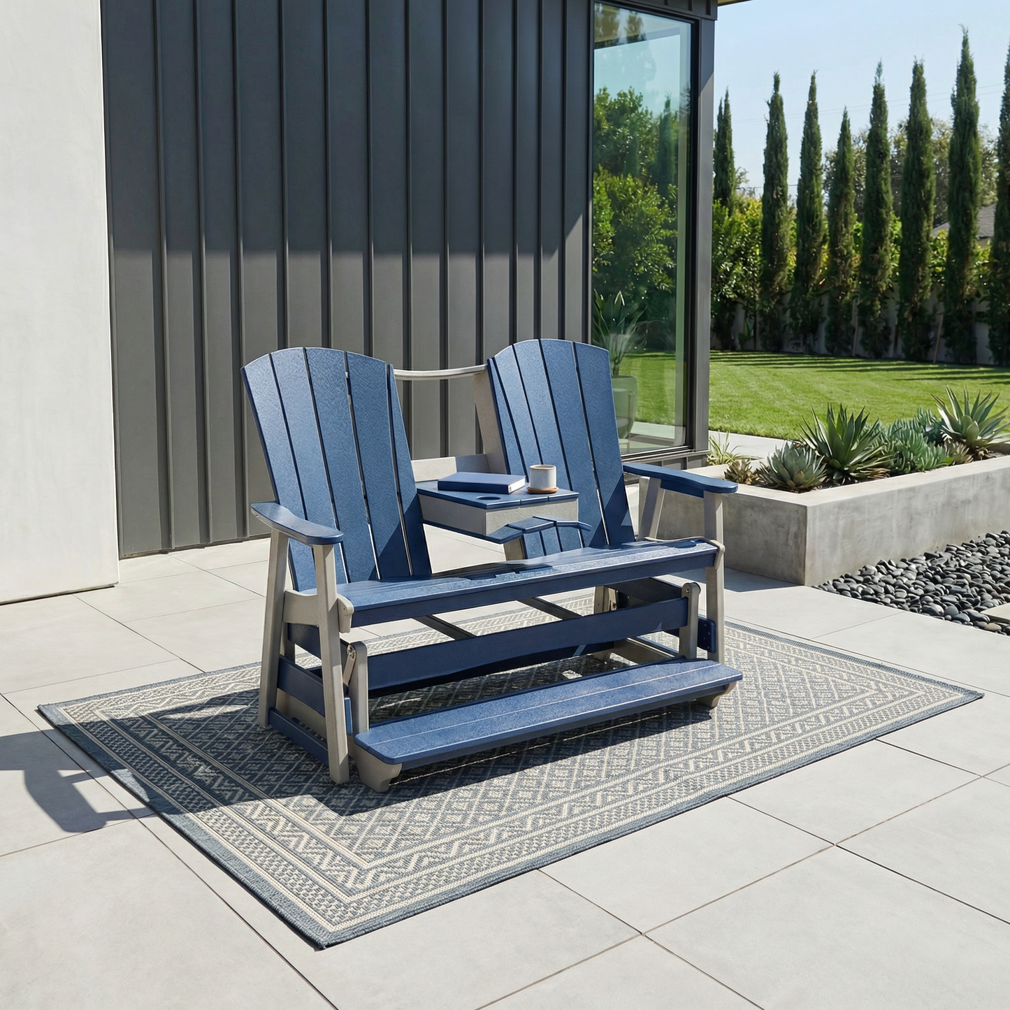 Beaver Dam Outdoor Serenity Triple Counter Glider With flip Down Center Console (COUNTER HEIGHT) - LEAD TIME TO SHIP 8 WEEKS OR LESS
