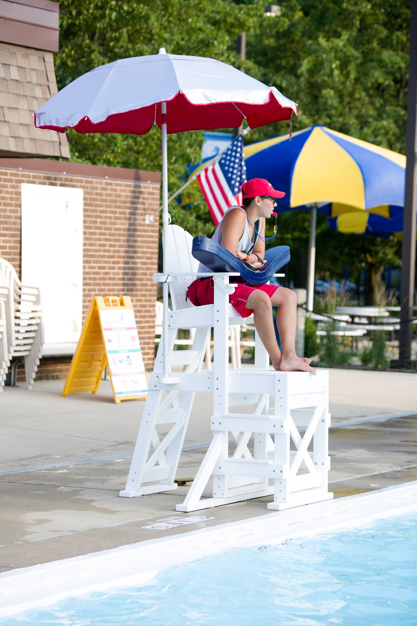 Tailwind Furniture Recycled Plastic Medium Lifeguard Chair with Side Step - MLG-520 - Seat Height: 50" - LEAD TIME TO SHIP 15 TO 20 BUSINESS DAYS