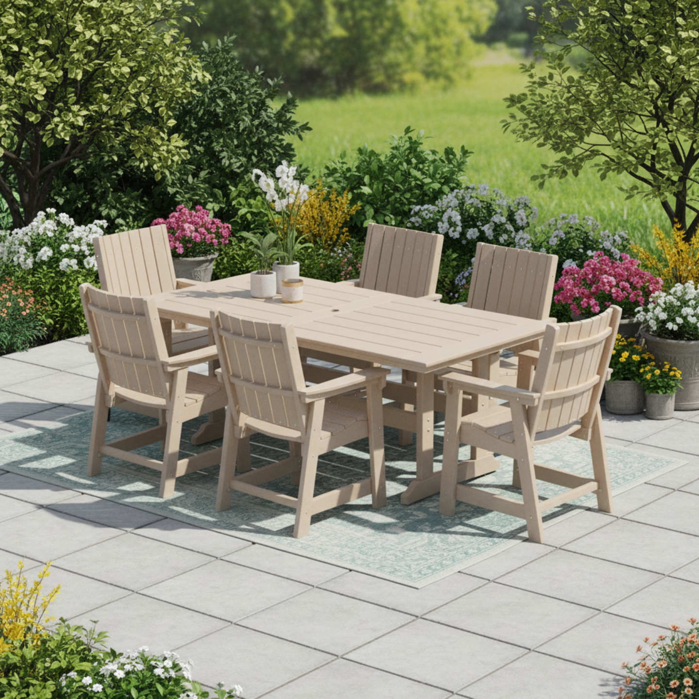 Sopoly 72" Savannah Farmhouse Recycled Plastic Dining Table (DINING HEIGHT) - LEAD TIME TO SHIP 5 BUSINESS DAYS OR LESS